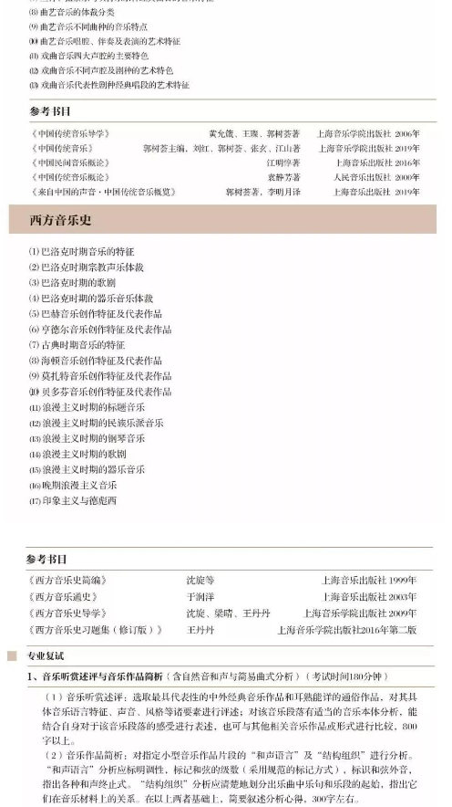 2020上海音乐学院艺术类招生专业及考试大纲 2020上海音乐学院艺术类招生专业及考试大纲