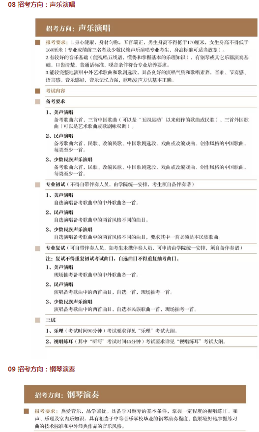 2020上海音乐学院艺术类招生专业及考试大纲 2020上海音乐学院艺术类招生专业及考试大纲