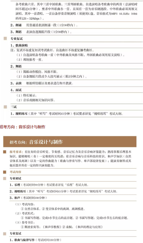 2020上海音乐学院艺术类招生专业及考试大纲 2020上海音乐学院艺术类招生专业及考试大纲