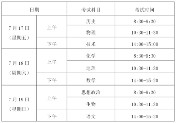2020年浙江普通高中学业水平考试时间安排表 2020年浙江普通高中学业水平考试时间安排表