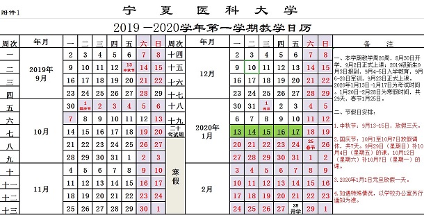 2020年宁夏医科大学寒假具体时间 2020年宁夏医科大学寒假具体时间